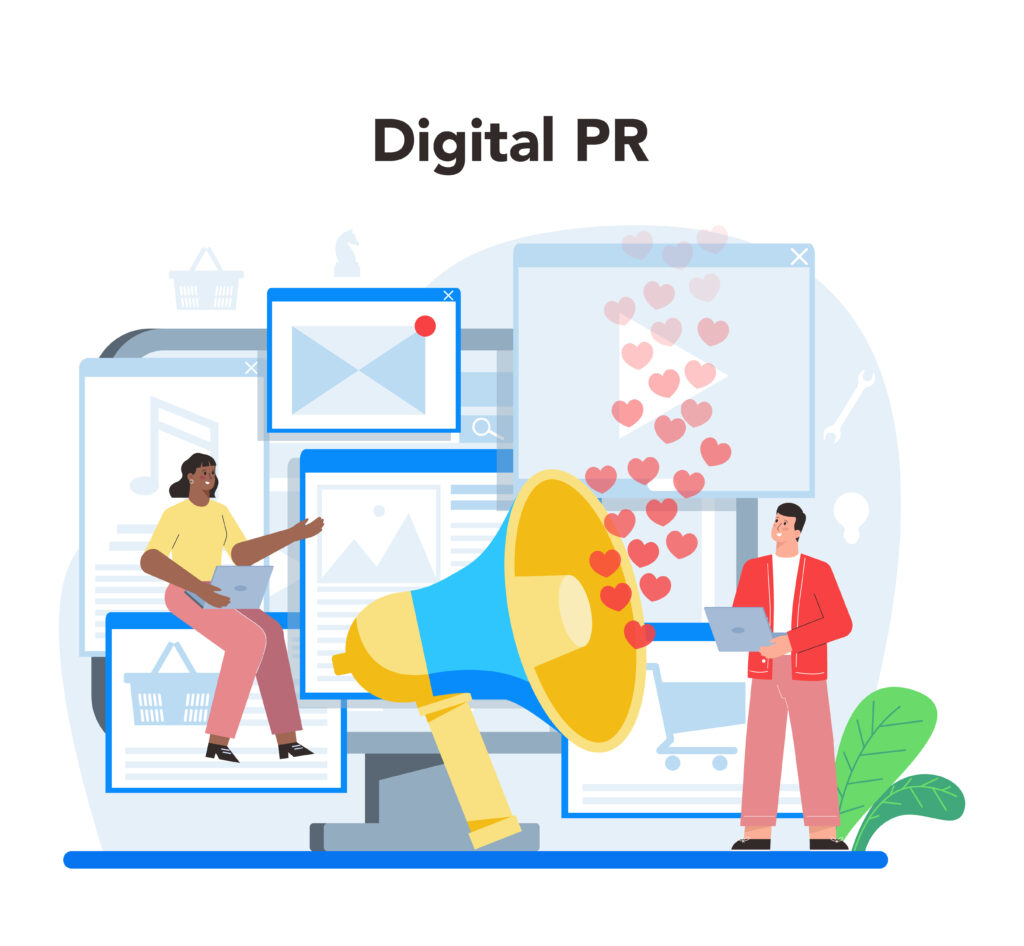 Digital PR is a marketing strategy leveraging digital media to enhance business visibility and engagement.